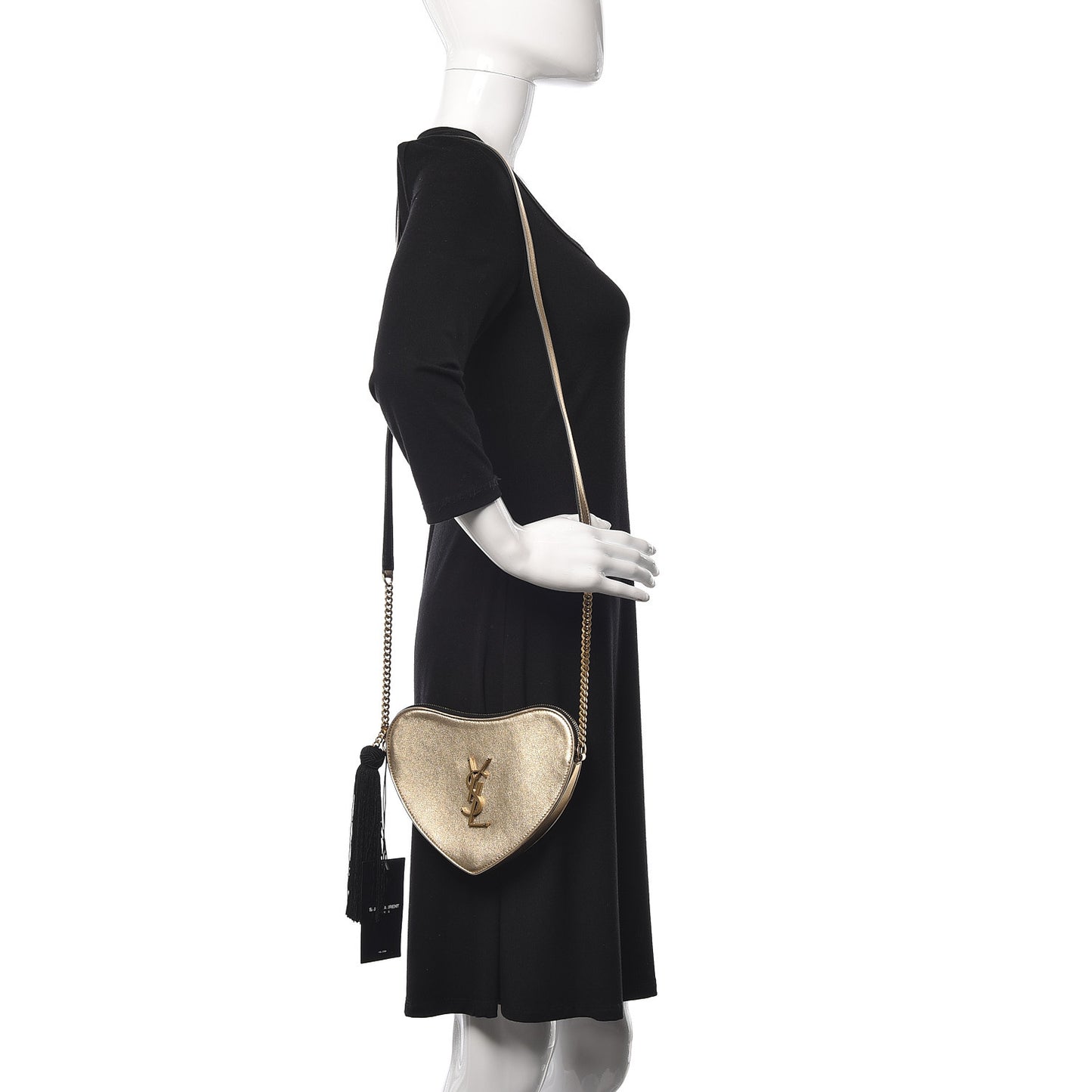 Metallic Calfskin Heart Monogram Crossbody Gold