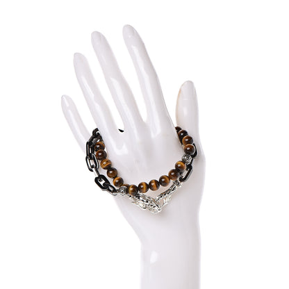 John Hardy Stainless Steel Sterling Silver Tiger's Eye Naga Double Wrap Link Bracelet 2 of 4