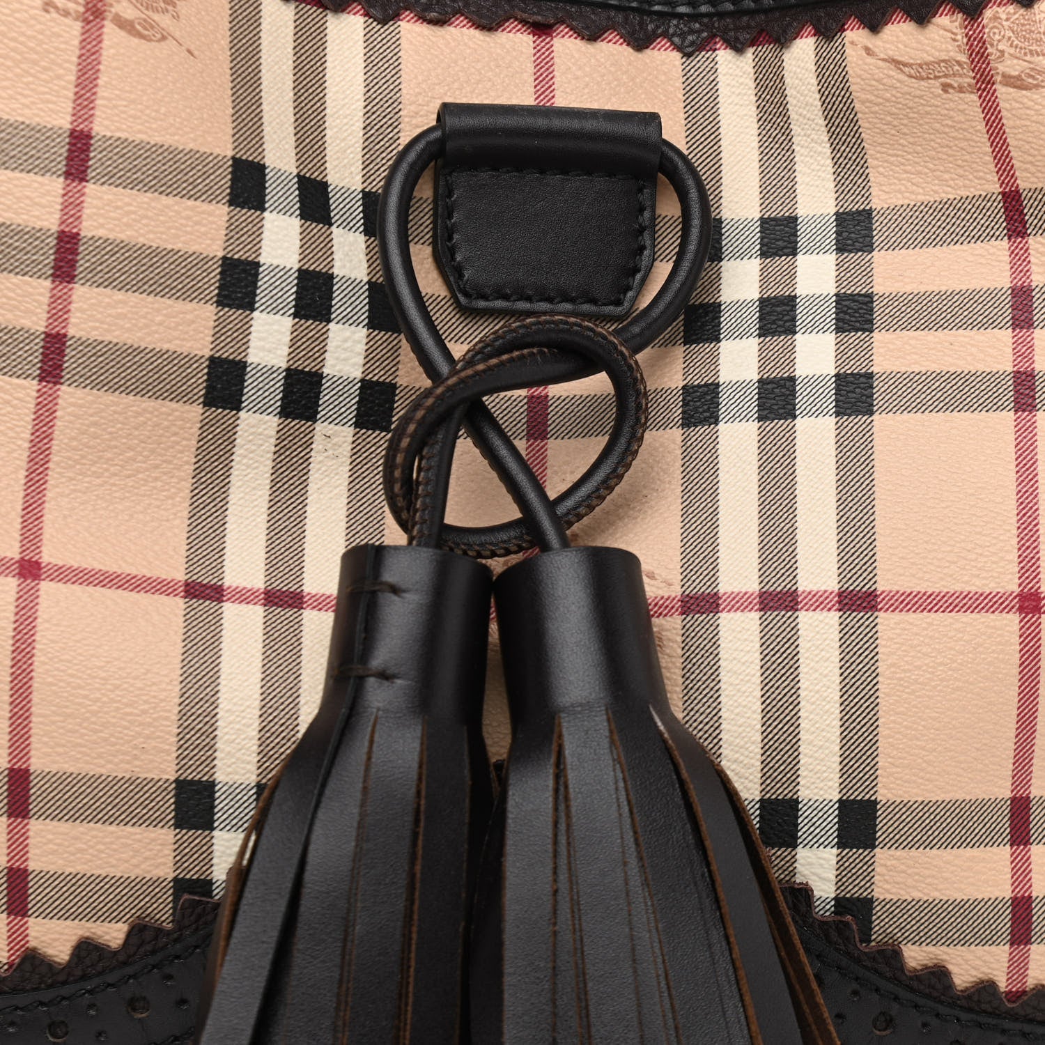 Burberry Haymarket Check Medium Brogue Tassel Tote 8 of 17