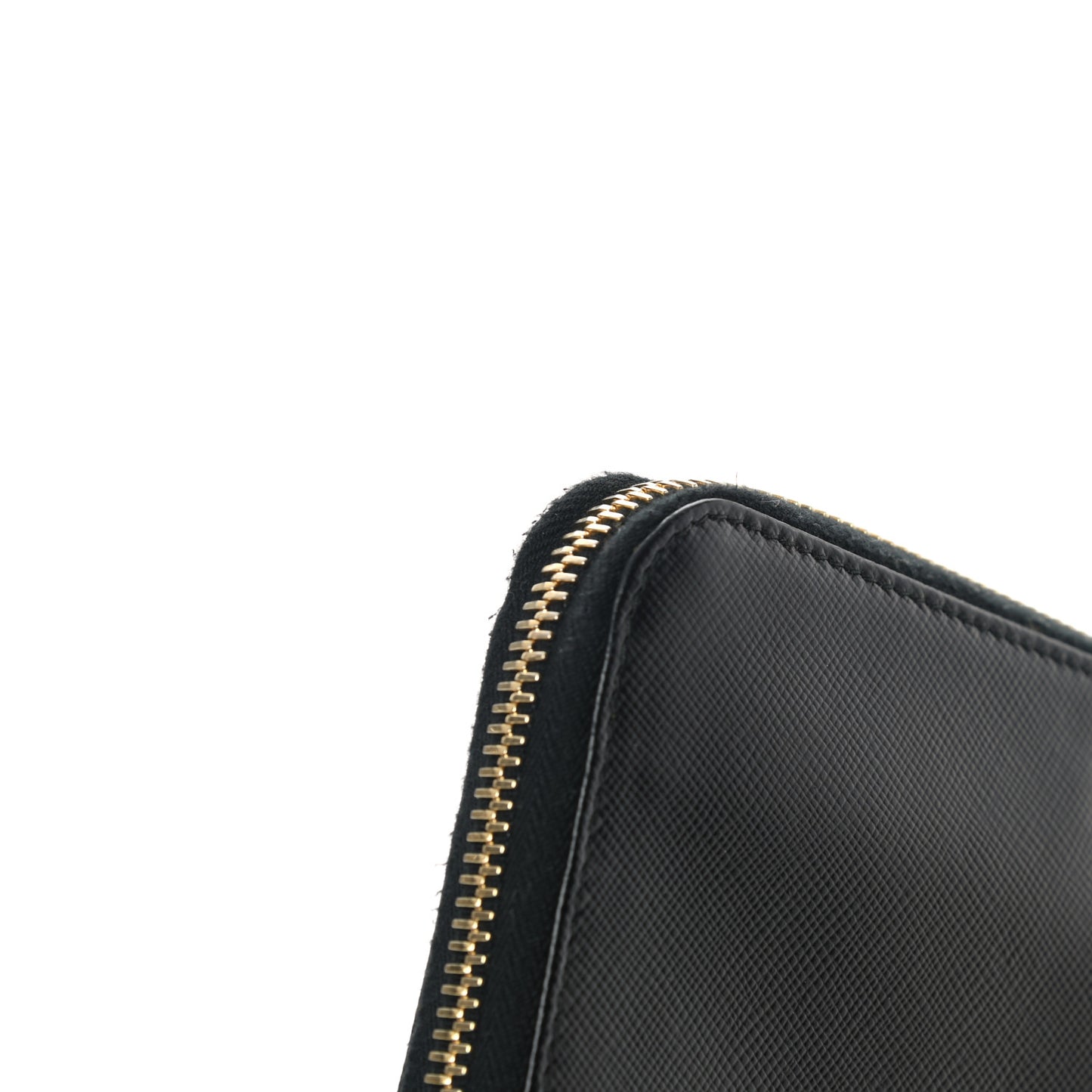 Saffiano Metal Zip Around Wallet Black