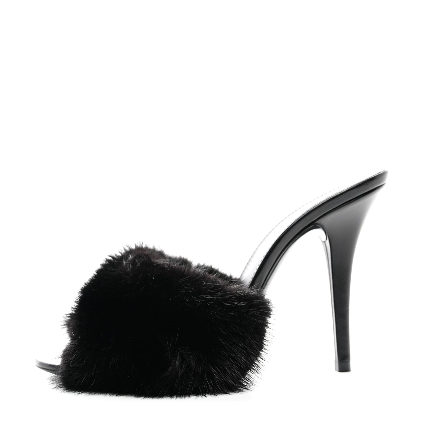Mink Calfskin Roy Mule Sandals 39 Black