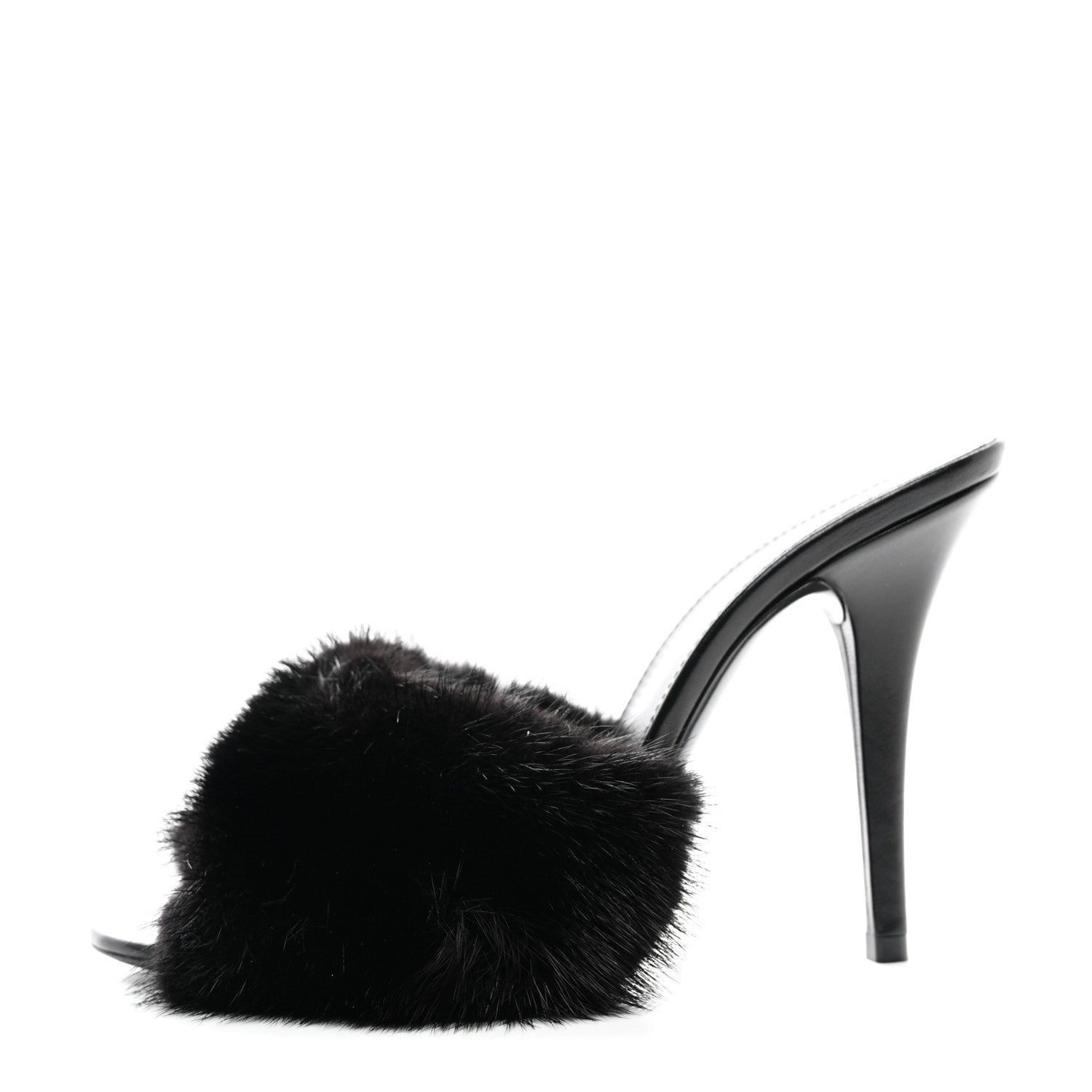 Saint Laurent Mink Calfskin Roy Mule Sandals 39 Black 1 of 19
