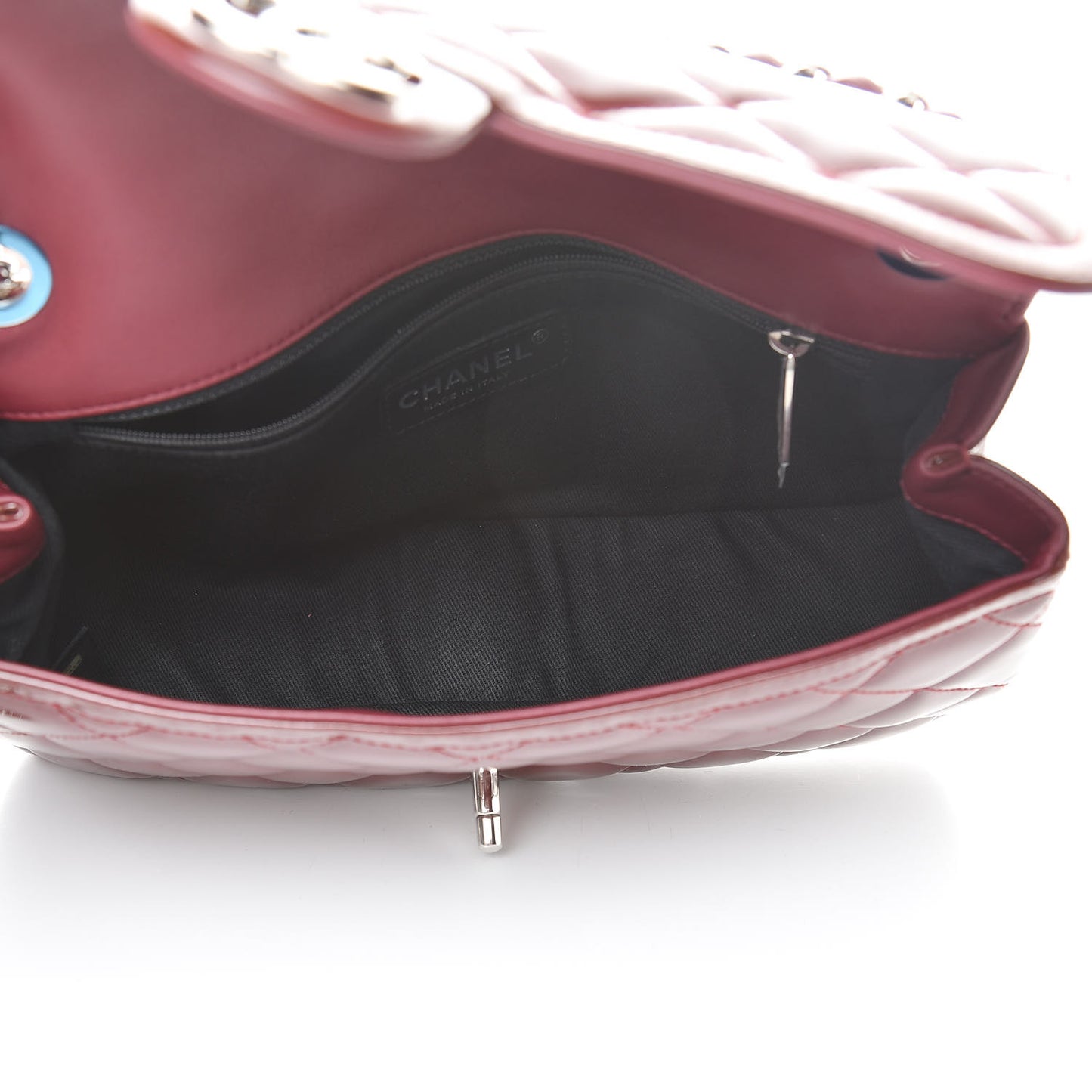 Patent Quilted Large Coco Shine Flap Burgundy