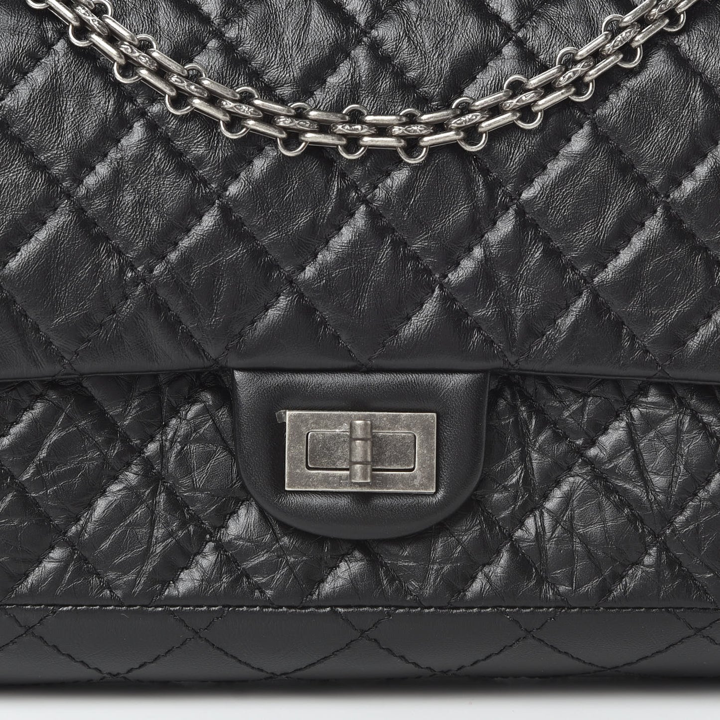 Aged Calfskin Quilted 2.55 Reissue 225 Flap Black