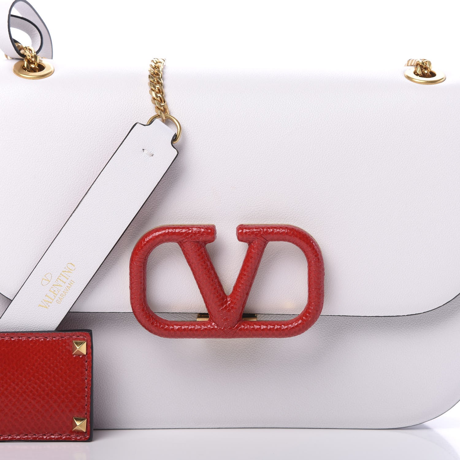 Valentino Garavani Smooth Calfskin Small VLock Shoulder Bag Bianco Ottico Rouge Pur 6 of 8