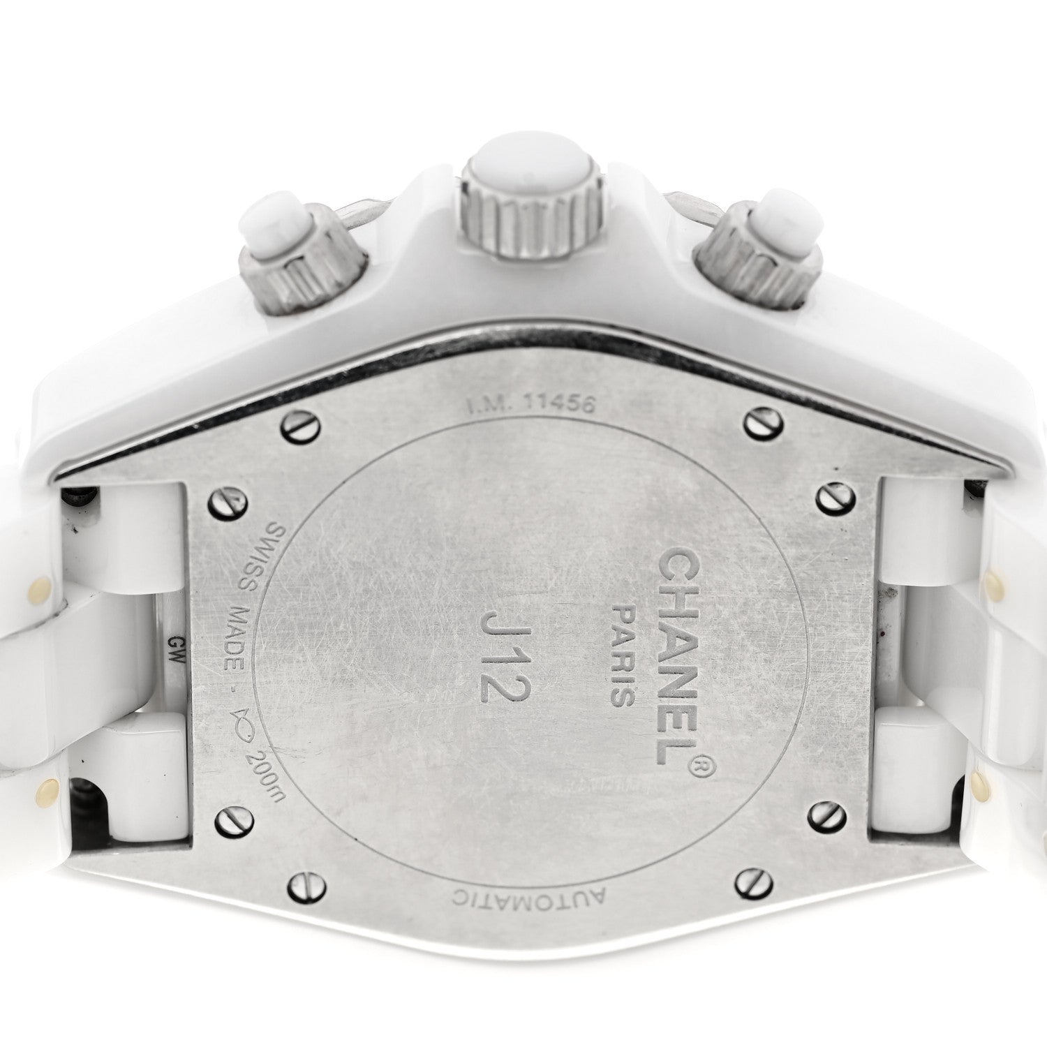 Chanel Stainless Steel Ceramic Diamond Bezel 41mm J12 Chronograph Automatic Watch White 4 of 4