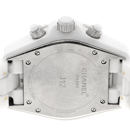Chanel Stainless Steel Ceramic Diamond Bezel 41mm J12 Chronograph Automatic Watch White 4 of 4