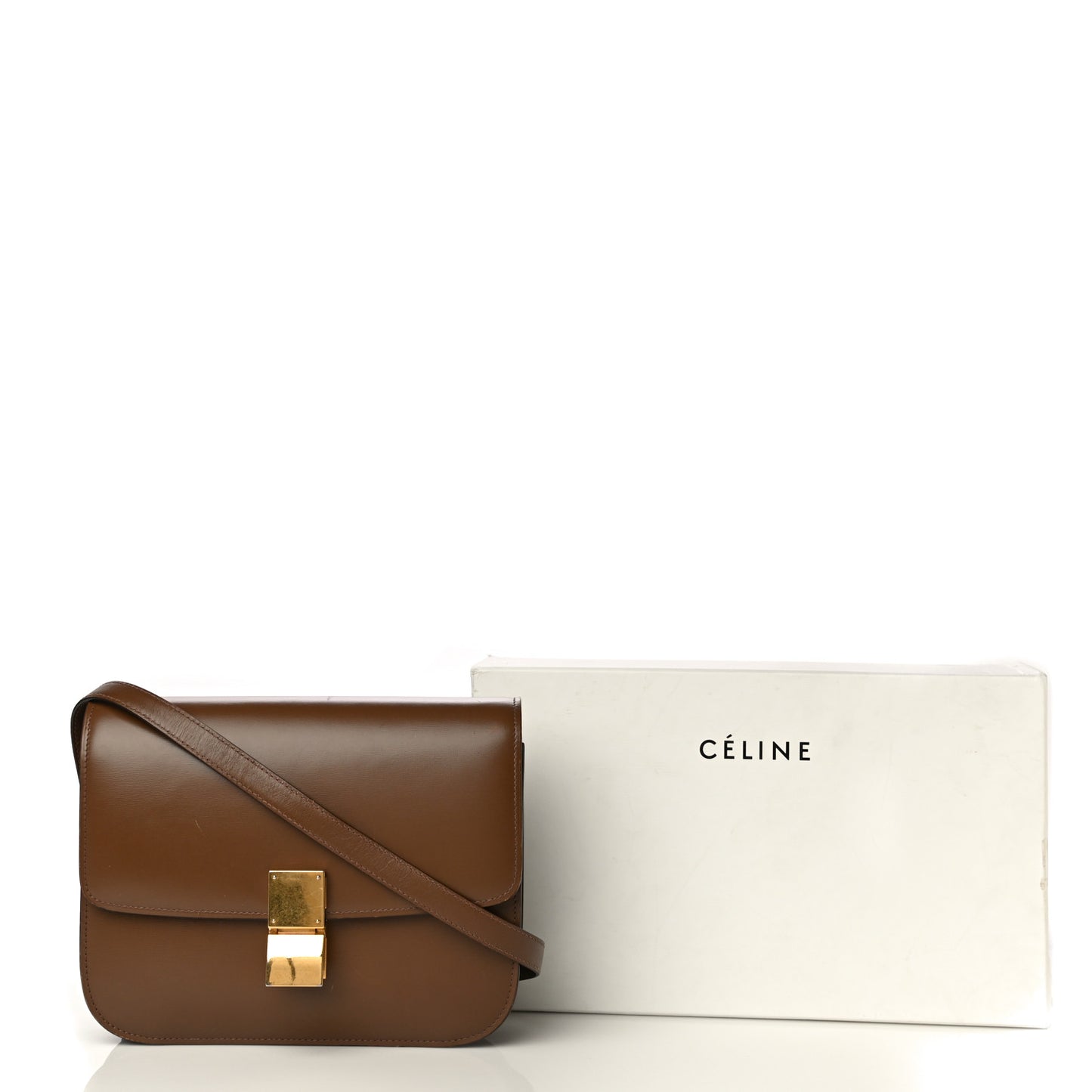 Box Calfskin Medium Classic Box Flap Bag Camel