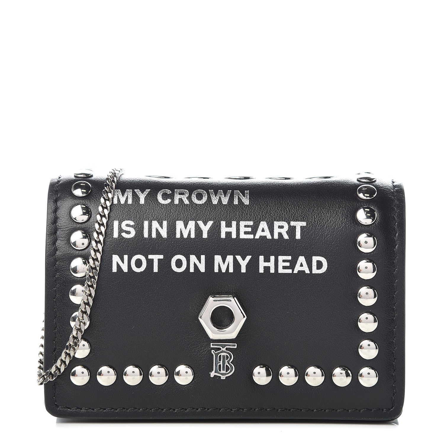 Burberry Calfskin Studded Jessie Chain Card Case Black 1 of 10