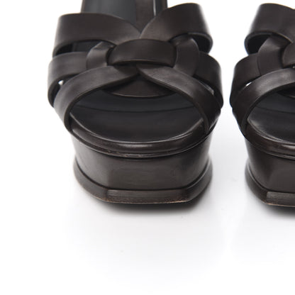 Saint Laurent Calfskin Tribute 105 Platform Sandals 40.5 Dark Brown 9 of 16