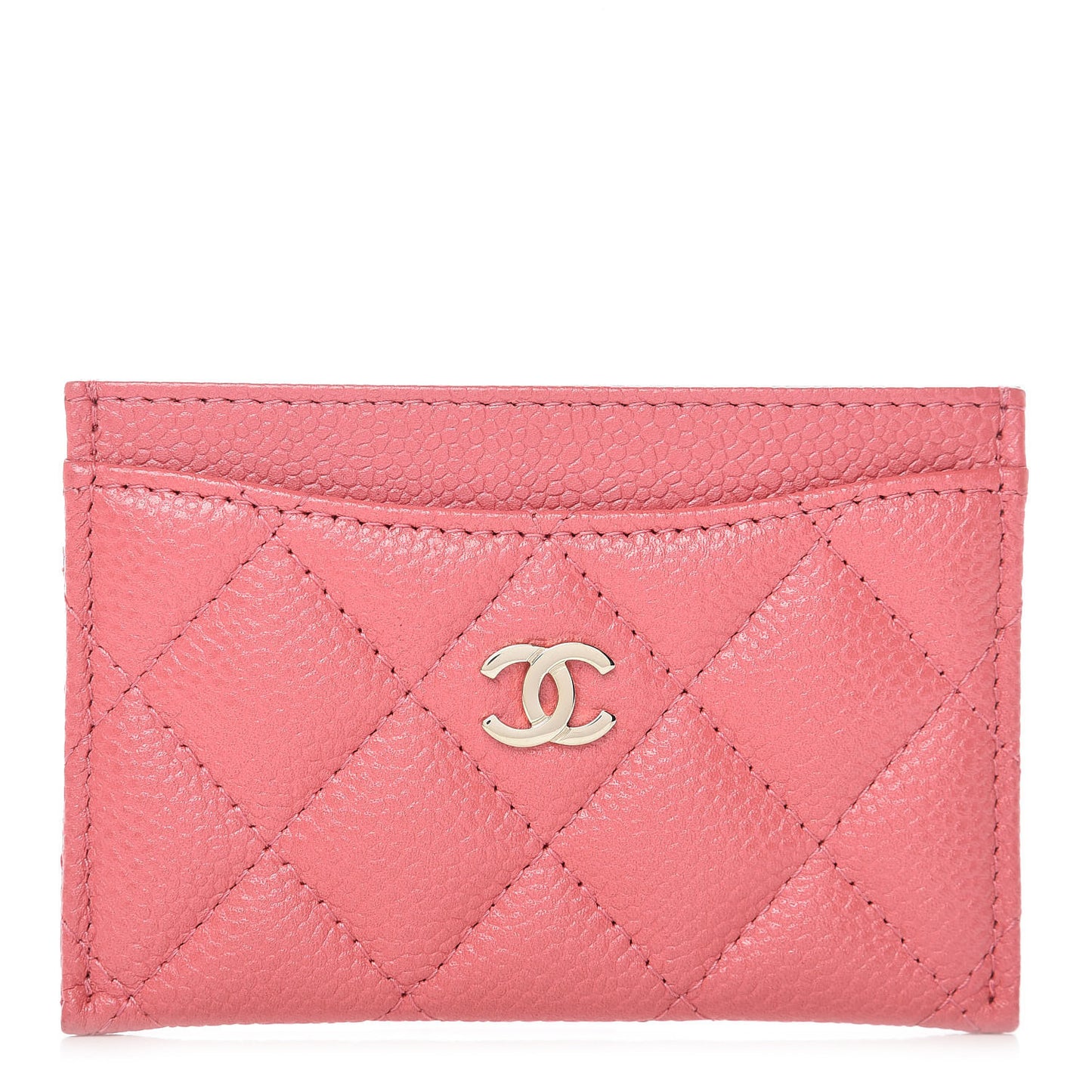 Caviar Quilted Card Holder Pink