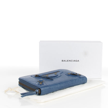 Balenciaga Agneau Classic Hardware Continental Zip Around Wallet Bleu Persan 4 of 8