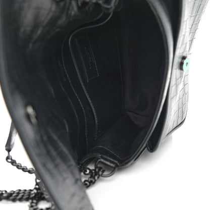 Saint Laurent Calfskin Crocodile Embossed Matelasse Monogram Baby Niki Chain Satchel Black 5 of 12