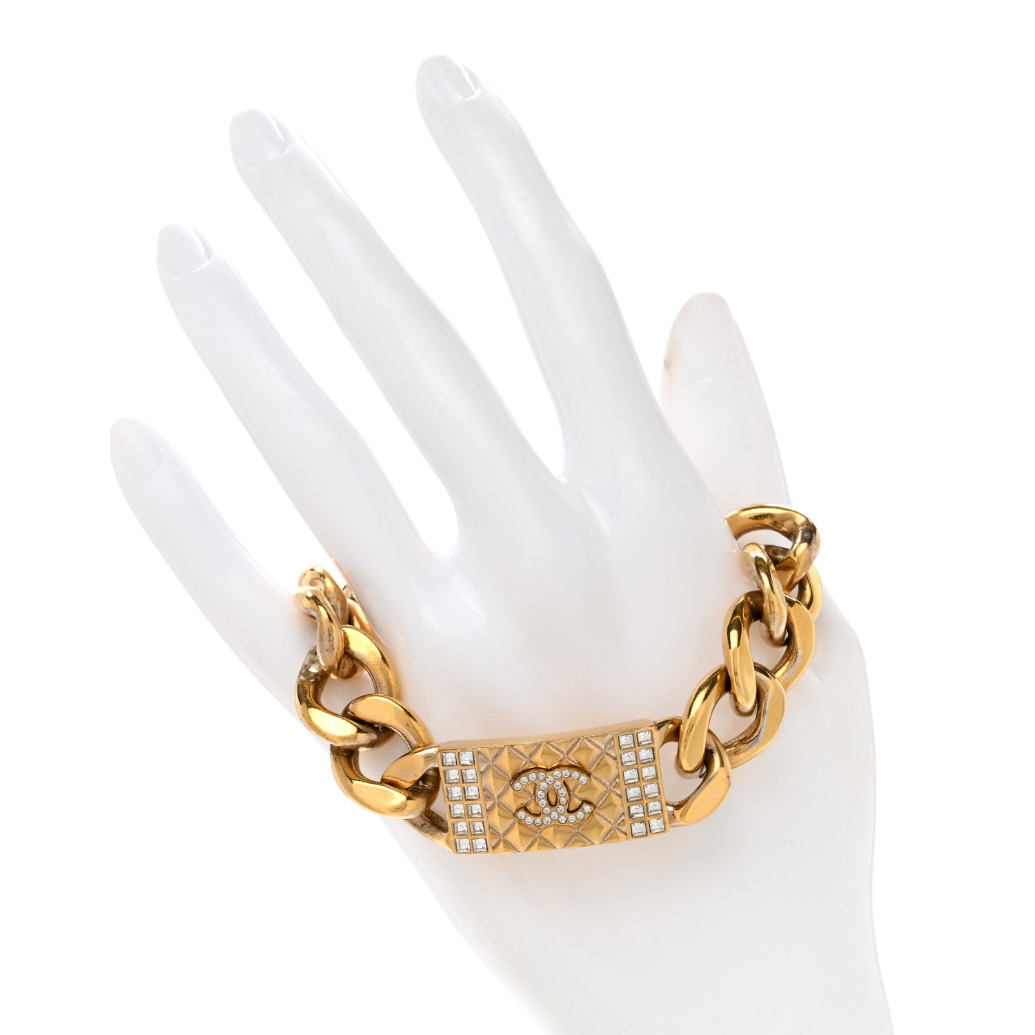 Chanel Crystal CC Chain ID Bracelet Gold 2 of 4