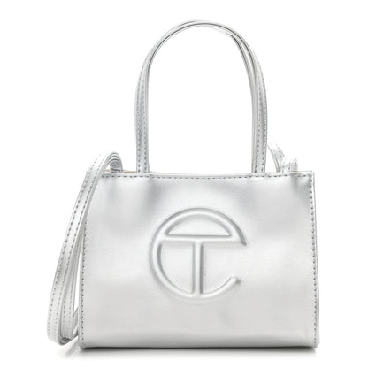 Telfar Metallic Vegan Leather Small Shopping Bag Silver 1 of 9