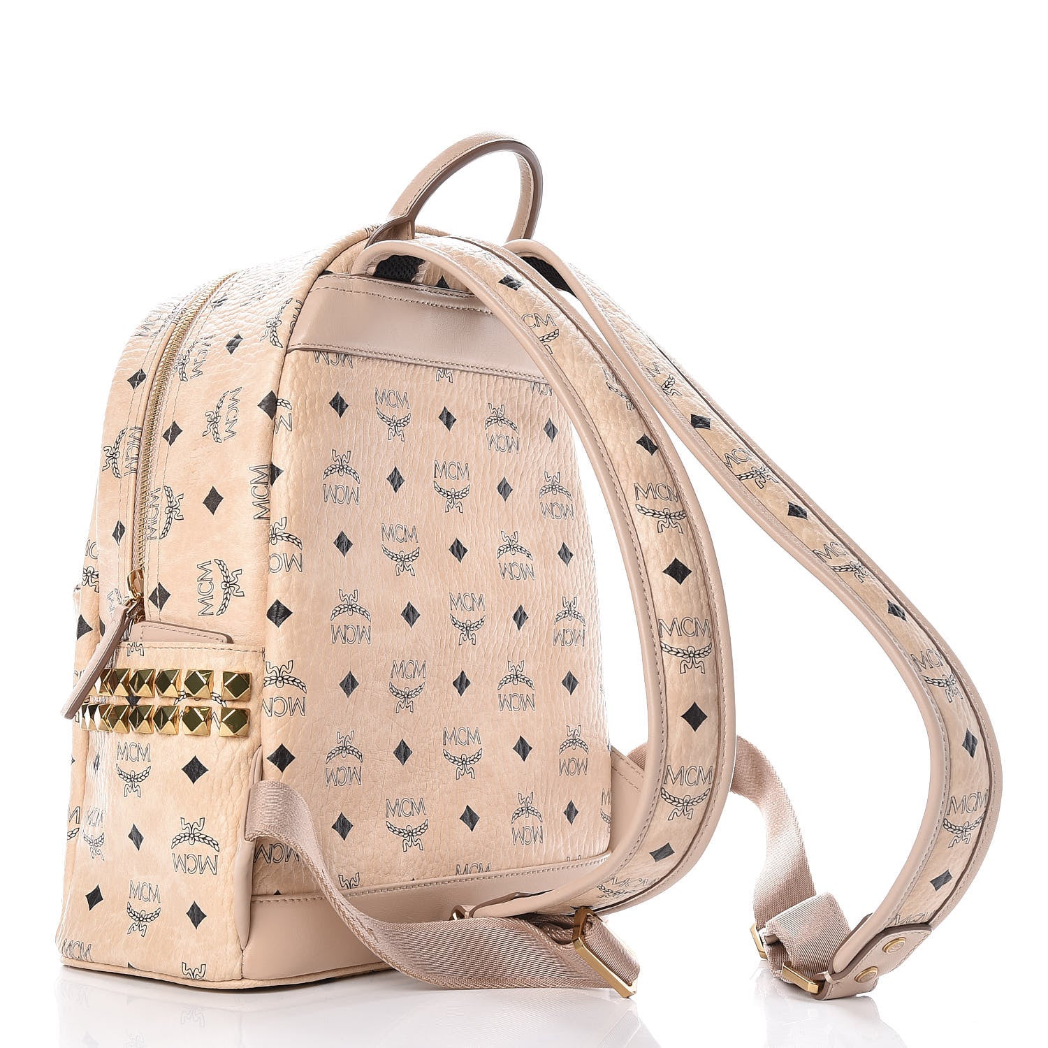 MCM Visetos Small Side Stud Stark Backpack Beige 3 of 10