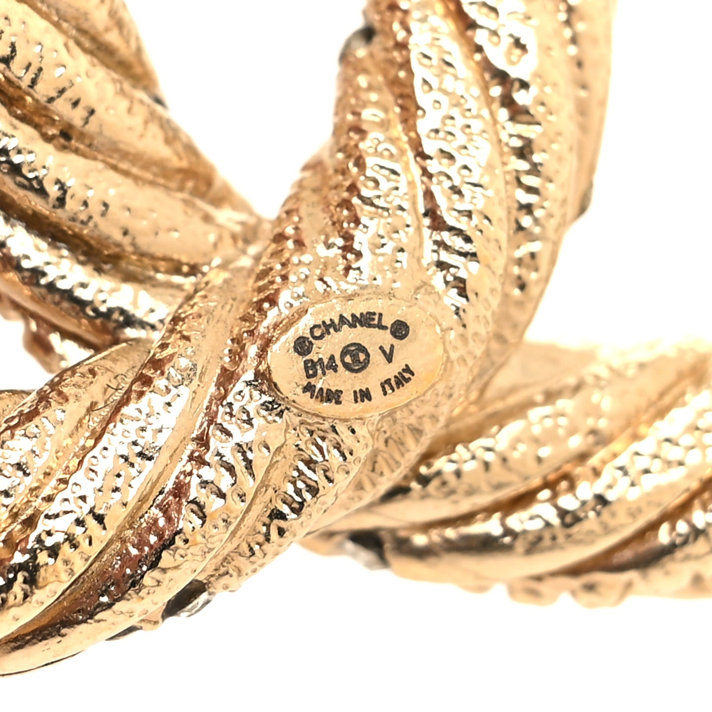 Crystal Twisted CC Brooch Light Gold