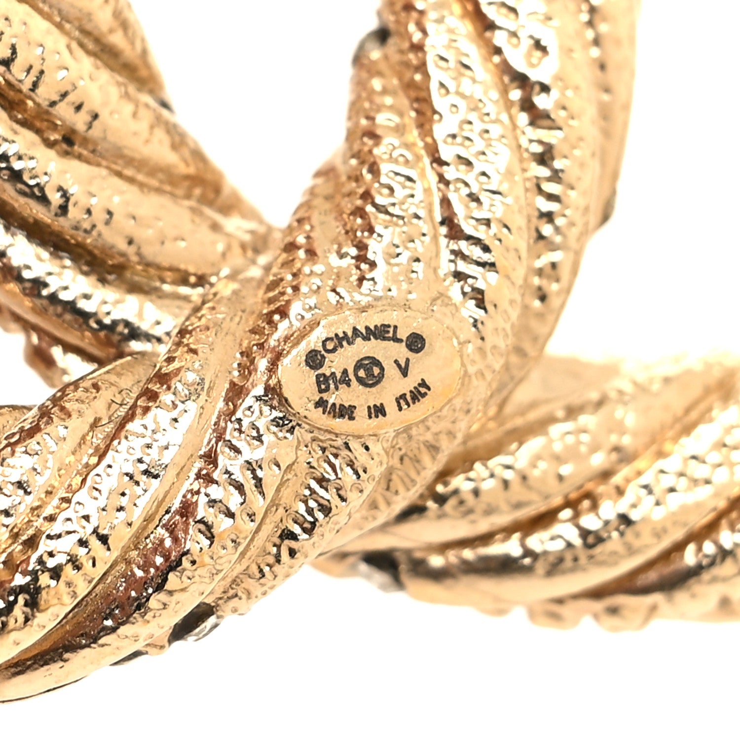 Chanel Crystal Twisted CC Brooch Light Gold 3 of 3