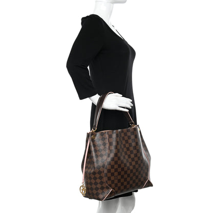 Louis Vuitton Damier Ebene Caissa Hobo Rose Ballerine 2 of 10