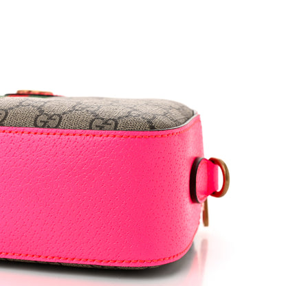 Gucci GG Supreme Monogram Textured Dollar Calfskin Web Ophidia Small Crossbody Bag Beige Ebony Fuchsia 10 of 10