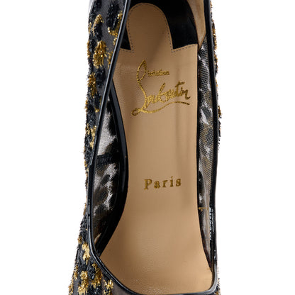 Christian Louboutin Leopard Chiffon Pigalle Follies 120 Pumps 38.5 Gold 7 of 8