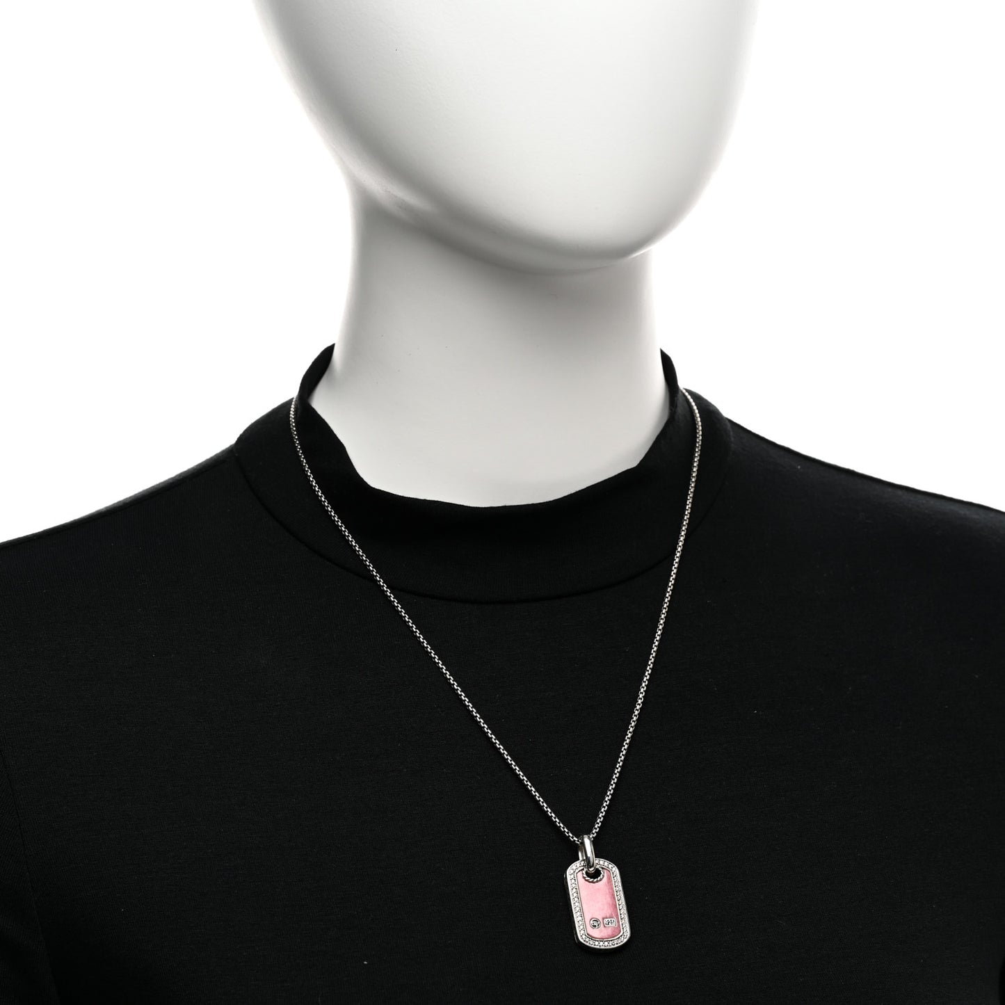 Sterling Silver Diamond Rhodonite Dog Tag Pendant