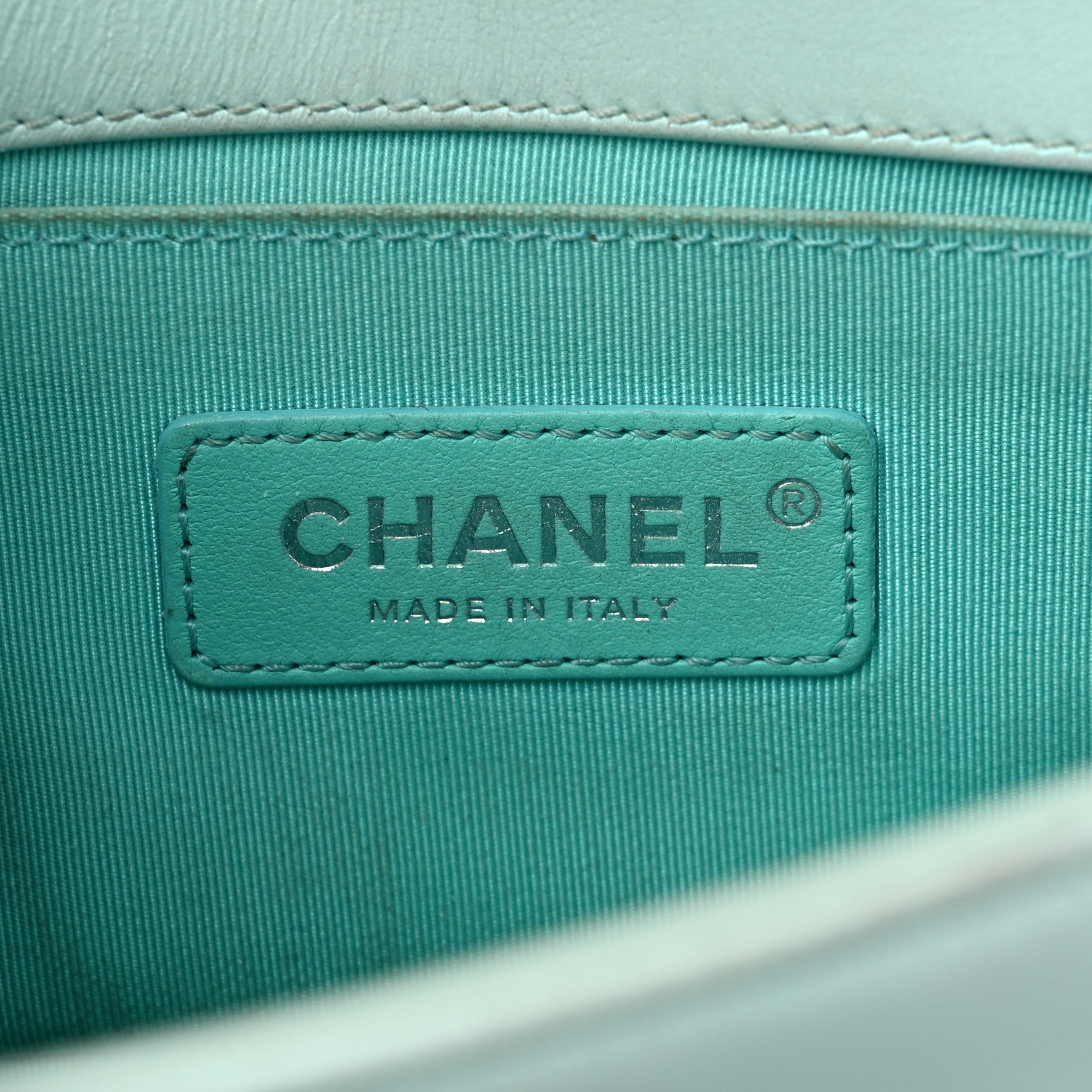 Chanel Iridescent Lambskin Chevron Quilted Small Boy Flap Turquoise 6 of 16