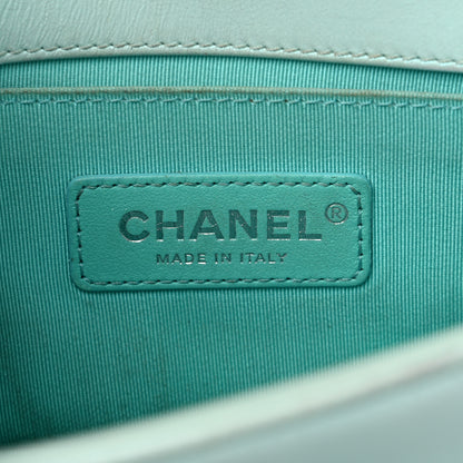 Chanel Iridescent Lambskin Chevron Quilted Small Boy Flap Turquoise 6 of 16