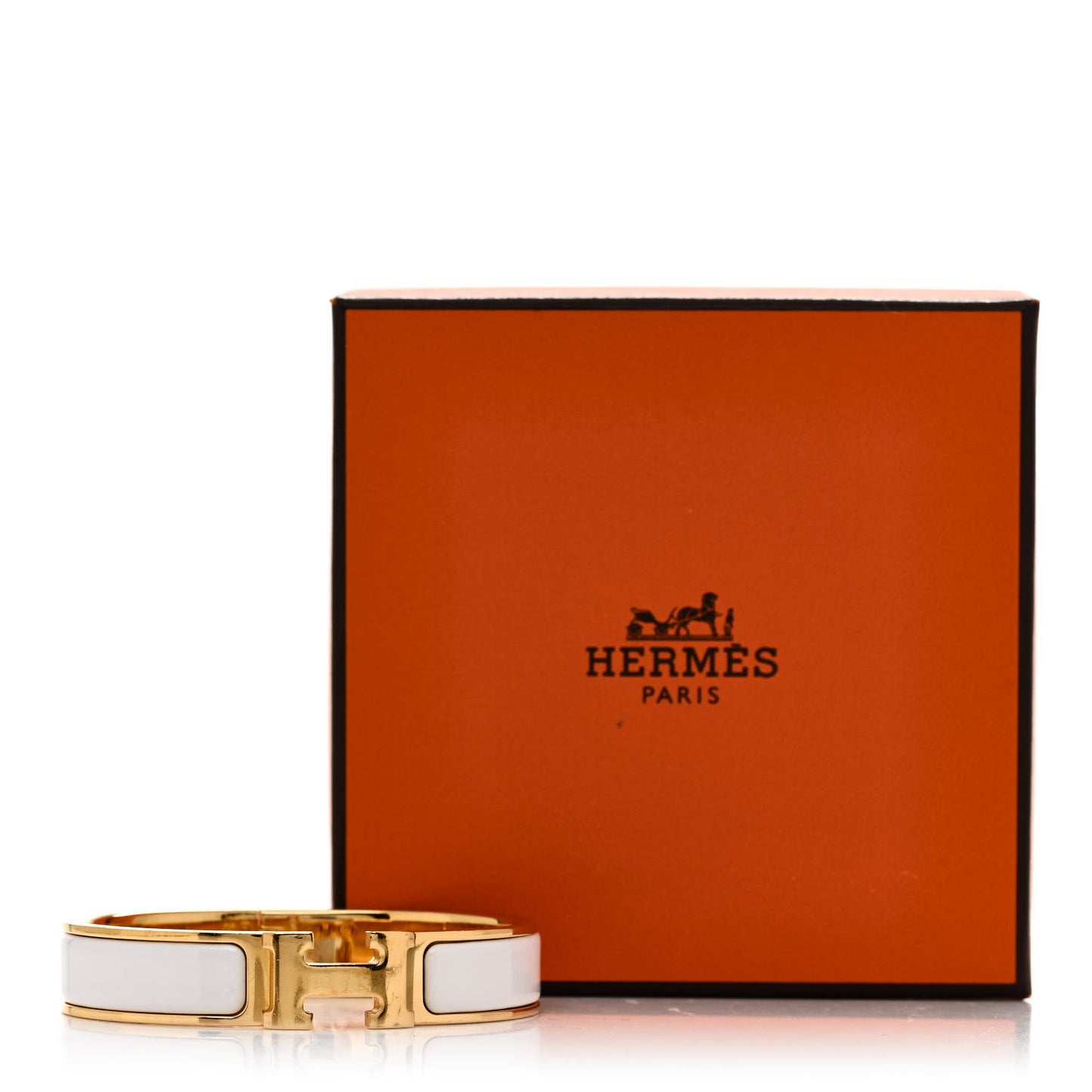 Enamel Narrow Clic Clac H Bracelet GM White