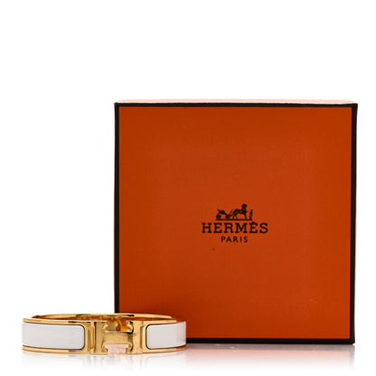 Hermes Enamel Narrow Clic Clac H Bracelet GM White 5 of 5