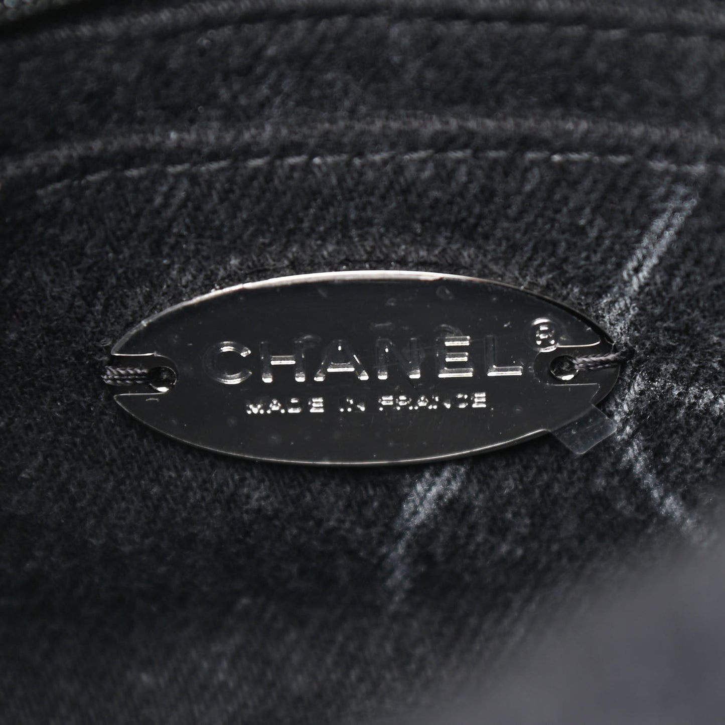 Denim CC Quilted Mini Square Flap Black