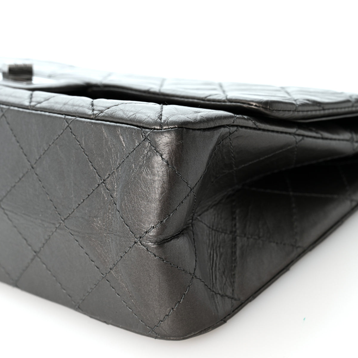 Metallic Aged Calfskin Quilted 2.55 Reissue 227 Flap Dark Grey