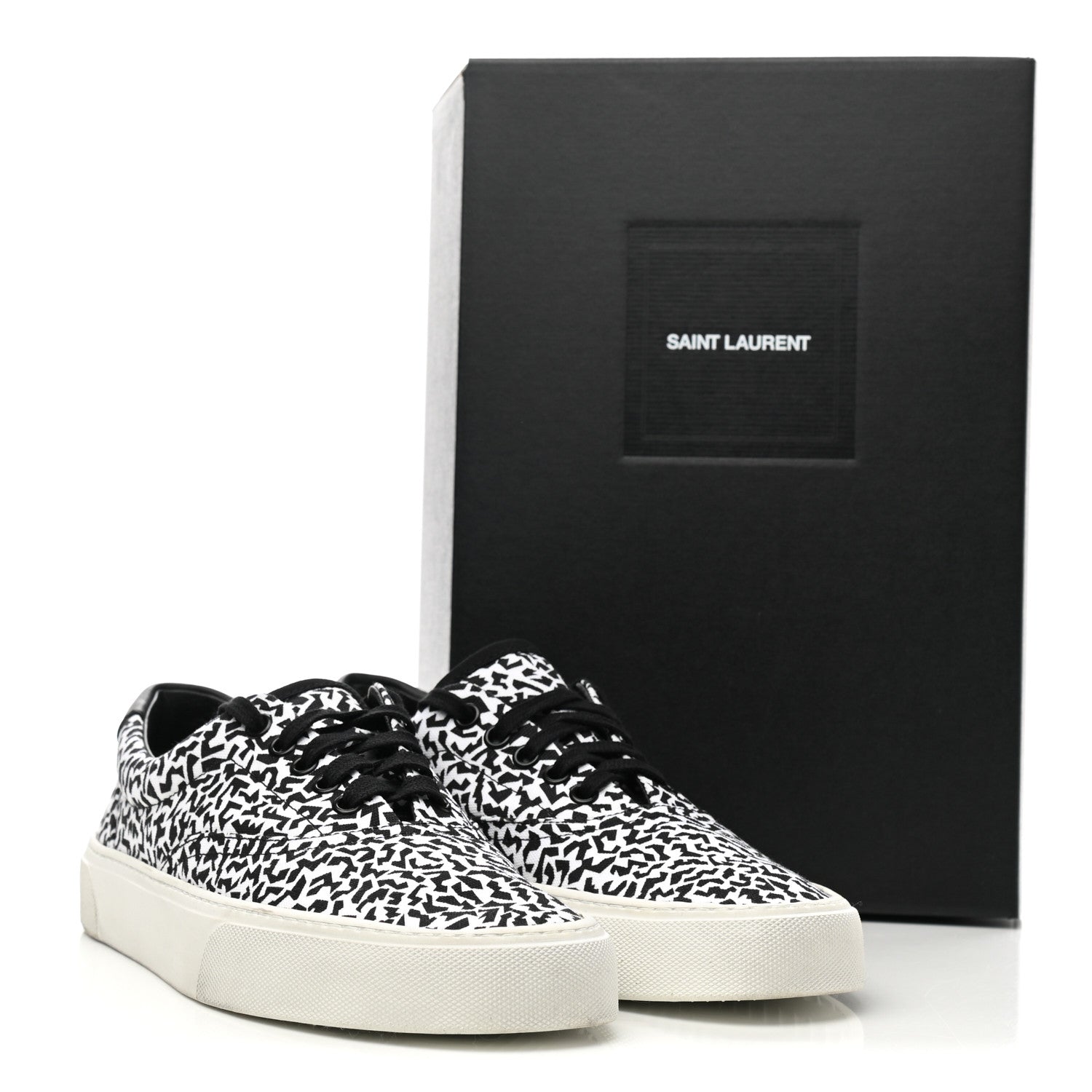 Saint Laurent Canvas Mens Venice Low Top Sneakers 41 Black White 9 of 9
