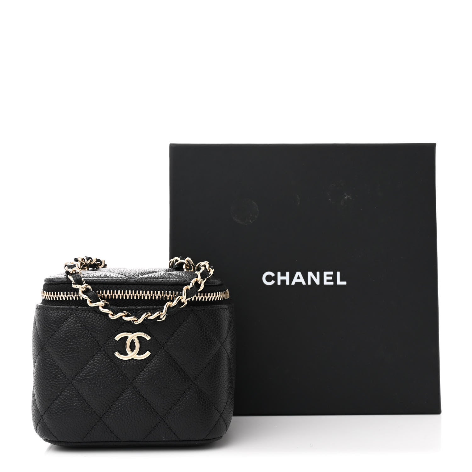 Chanel Caviar Quilted Mini Vanity Case With Chain Black 11 of 11
