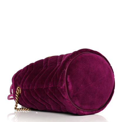 Gucci Velvet Matelasse Mini GG Marmont 2.0 Bucket Bag Fuchsia Violet Cyclamen 4 of 11