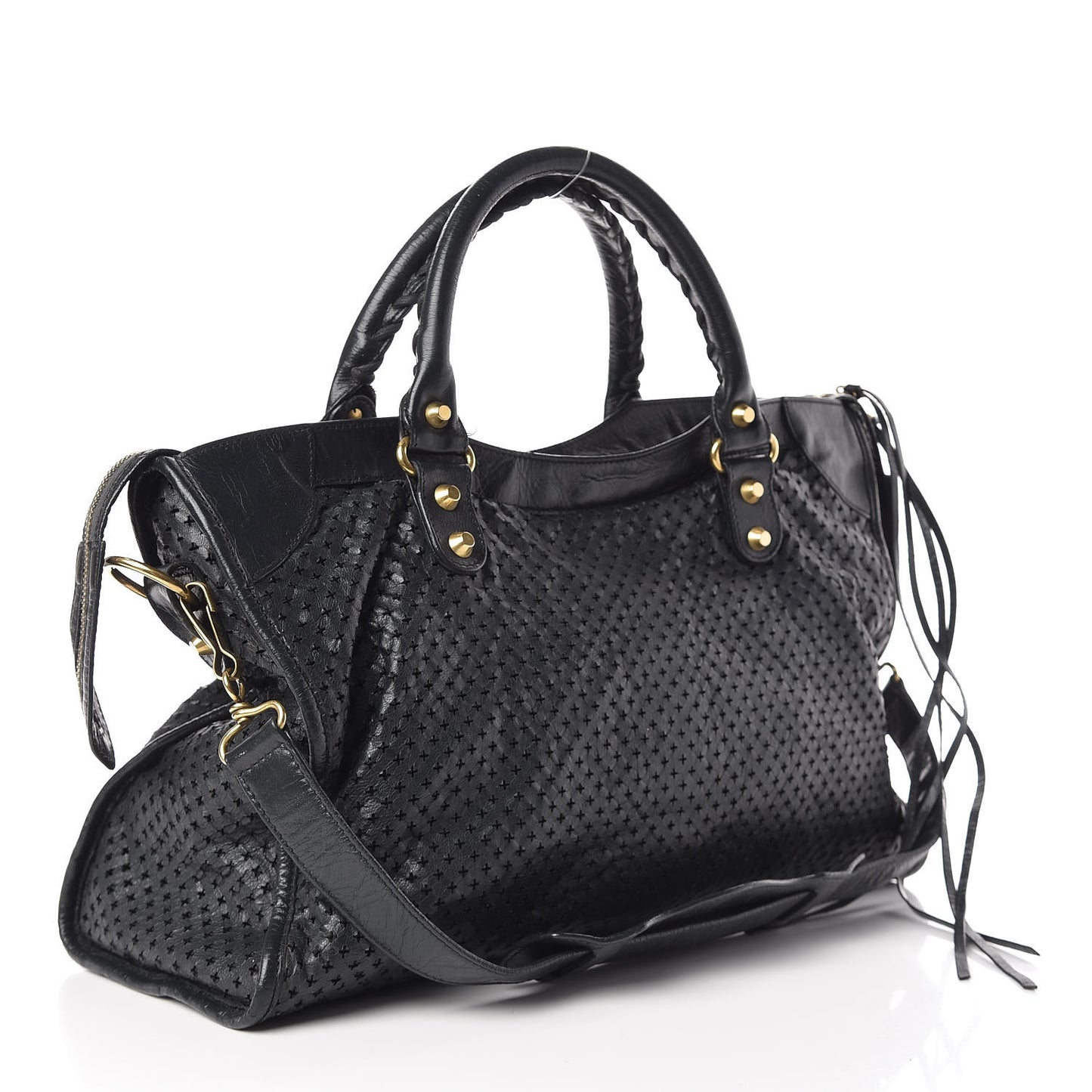 Agneau Laser Cut Cross Classic Gold Hardware City Grey