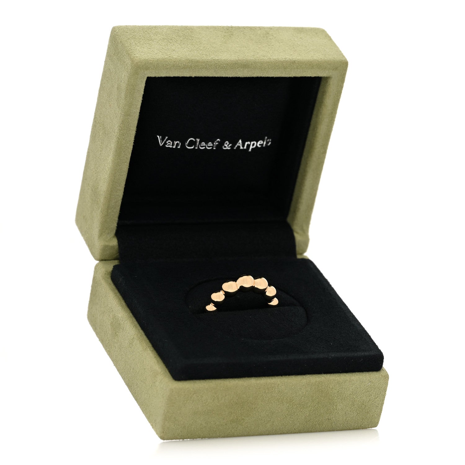 Van Cleef & Arpels 18K Rose Gold Perlee Pearls of Gold Variation Ring 50 5.25 5 of 5