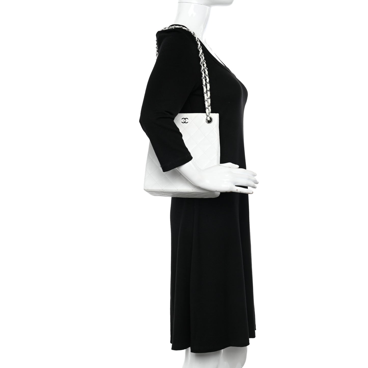 Caviar Quilted Shoulder Bag White