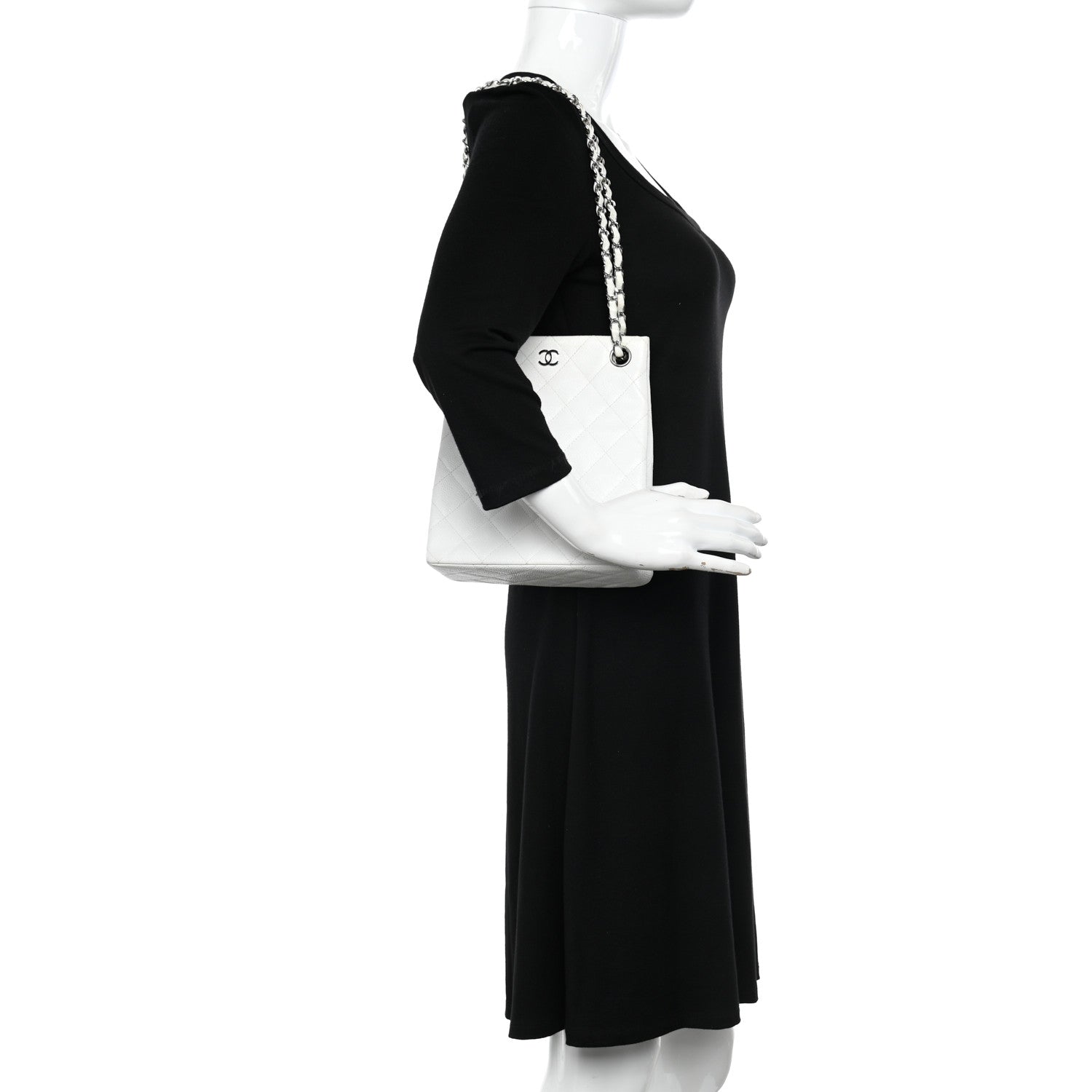 Chanel Caviar Quilted Shoulder Bag White 2 of 10