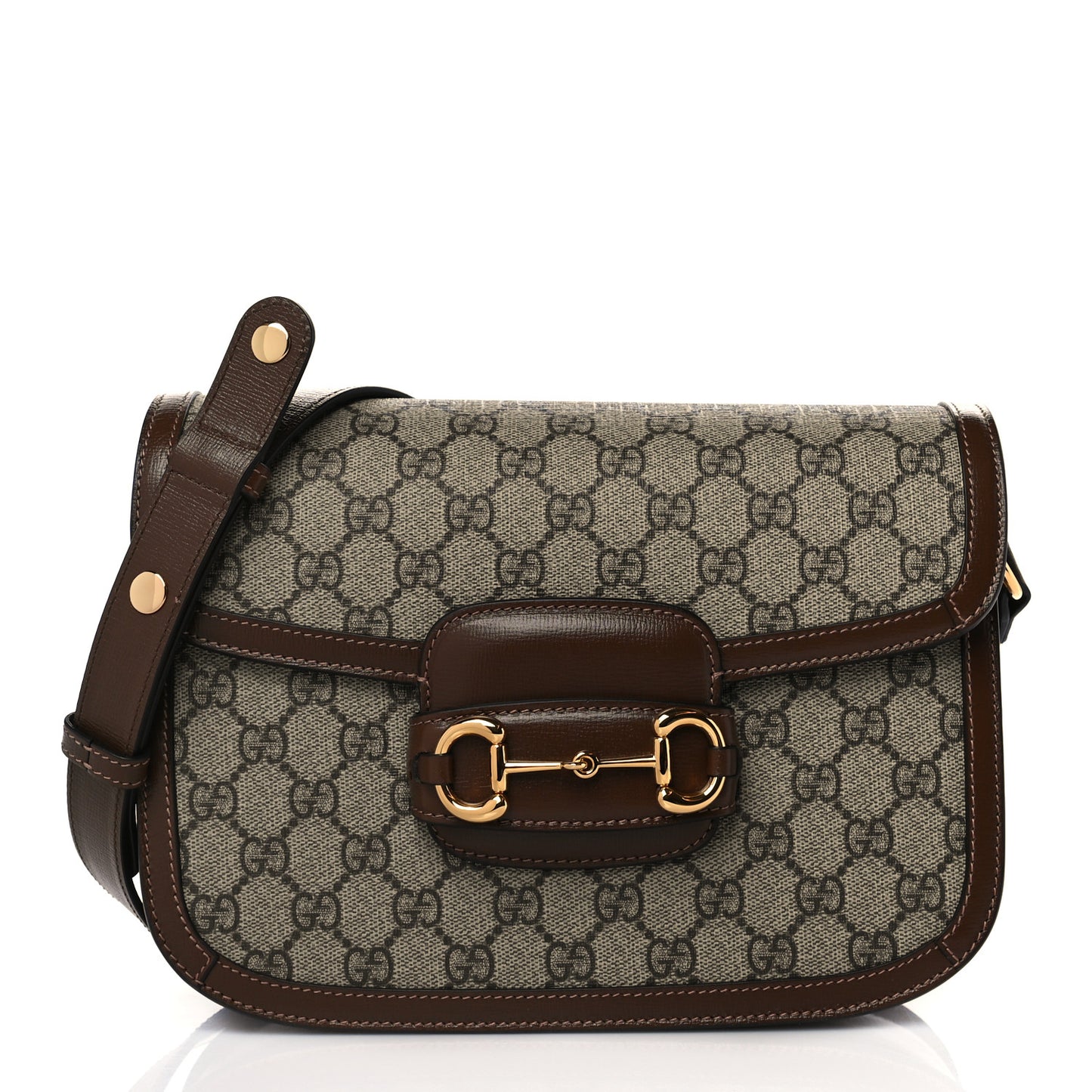 GG Supreme Monogram Horsebit 1955 Shoulder Bag Beige Brown Sugar