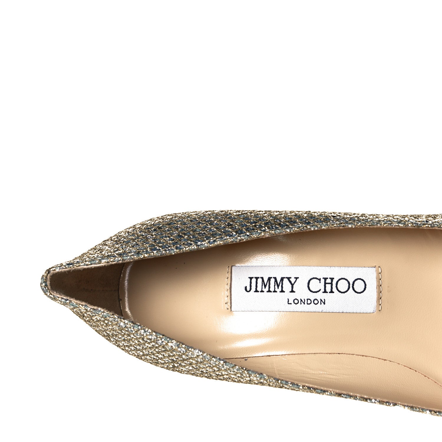 Jimmy Choo Coarse Glitter Fabric Aurora Pumps 35.5 Champagne 6 of 9