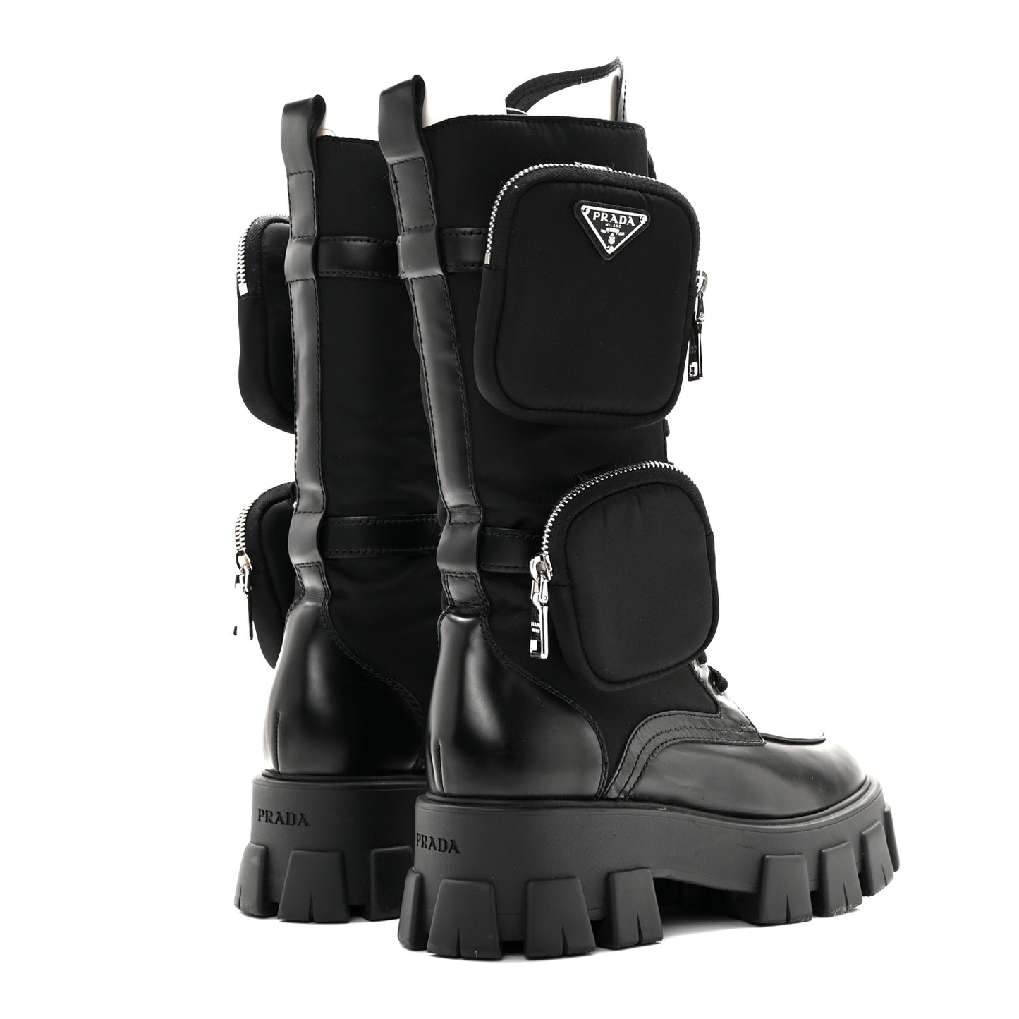 Spazzolato Rois Re-Nylon Metal Triangle Logo Monolith Pouch Pocket 55mm Tall Combat Boots 39.5 Black