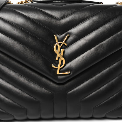 Saint Laurent Calfskin Y Quilted Monogram Medium Loulou Chain Satchel Black 8 of 10