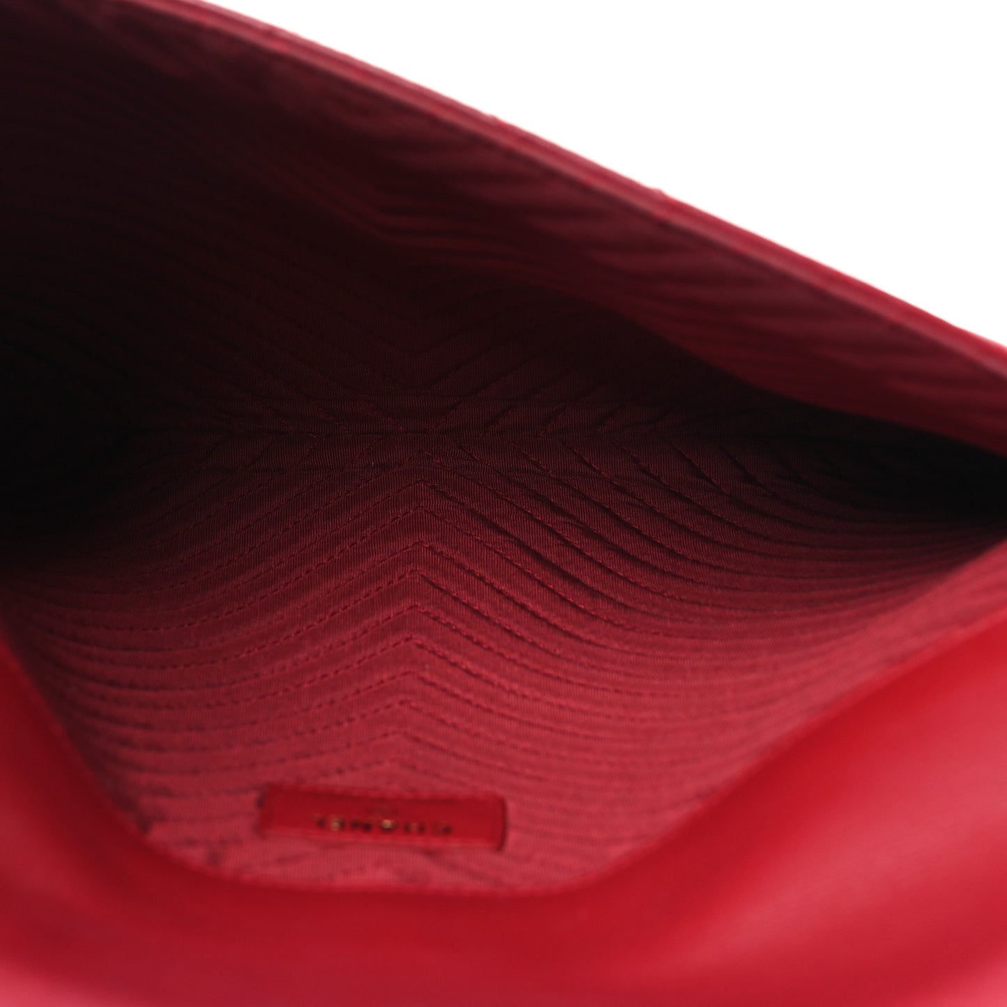 Calfskin Chevron Quilted Small Envelope Clutch Red