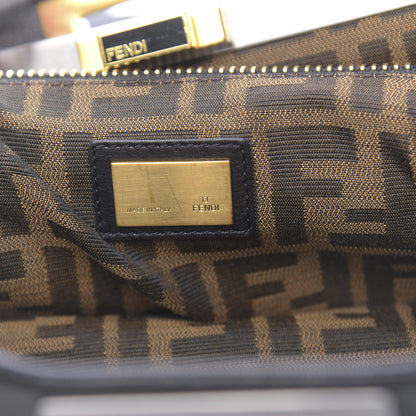 Fendi Goatskin Zucca Large Peekaboo Iconic Satchel Black Tobacco 8 of 13