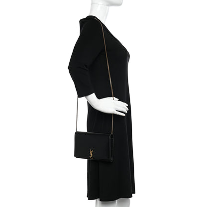 Saint Laurent Glossy Calfskin Monogram Chain Wallet Black 2 of 9