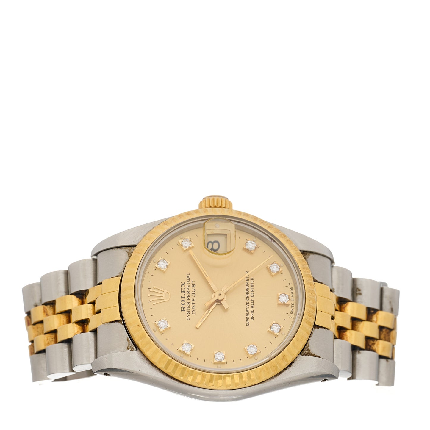Stainless Steel 18K Yellow Gold Diamond 31mm Oyster Perpetual Datejust Watch Champagne 68273