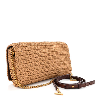 Saint Laurent Raffia Monogram Tassel Kate 99 Dark Nude 3 of 13