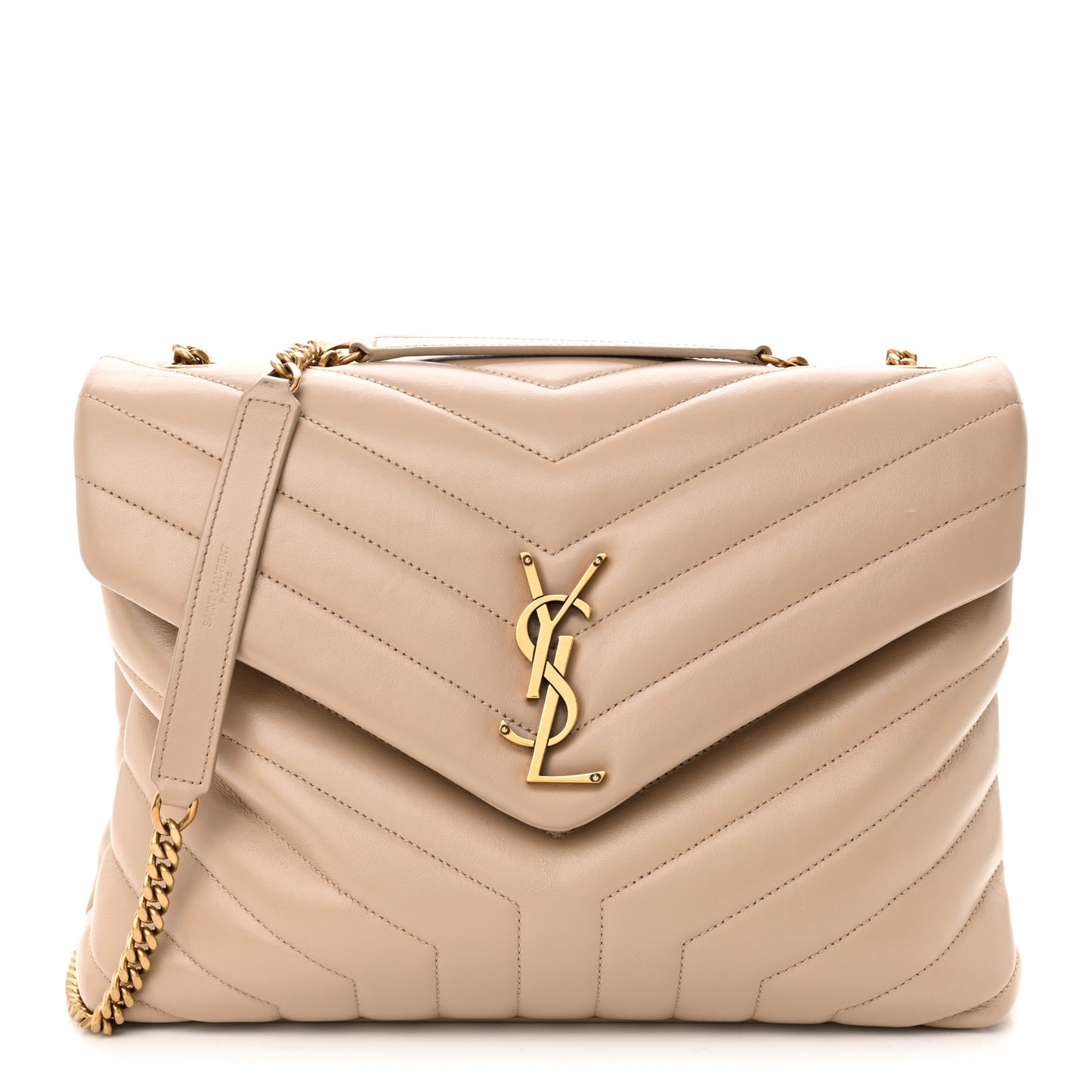 Calfskin Y Quilted Monogram Medium Loulou Chain Satchel Dark Beige