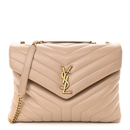 Saint Laurent Calfskin Y Quilted Monogram Medium Loulou Chain Satchel Dark Beige 1 of 9